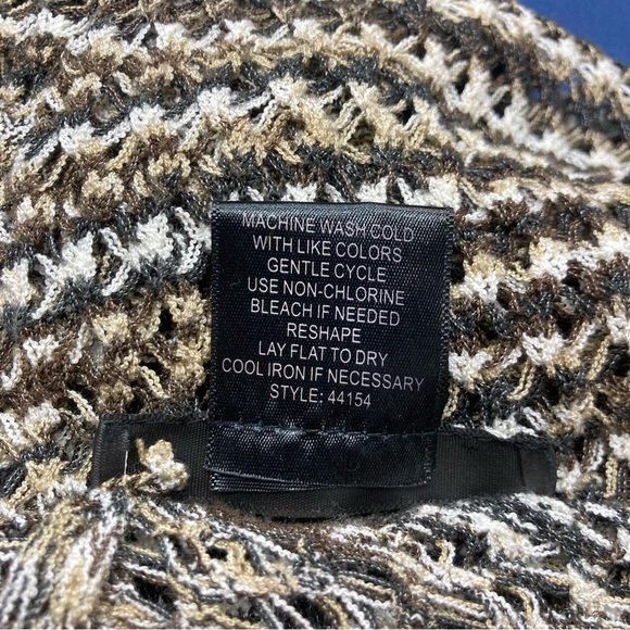 United States Sweater Brown Beige Black SZ L Tunic EUC V Neck Open Weave - Picture 6 of 9